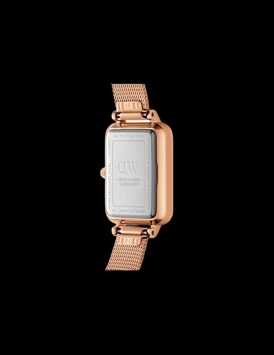 Attache bracelet Daniel Wellington DW00100484 en acier inoxydable plaqué or rose maillé milanais, fermoir déployant sécurisé