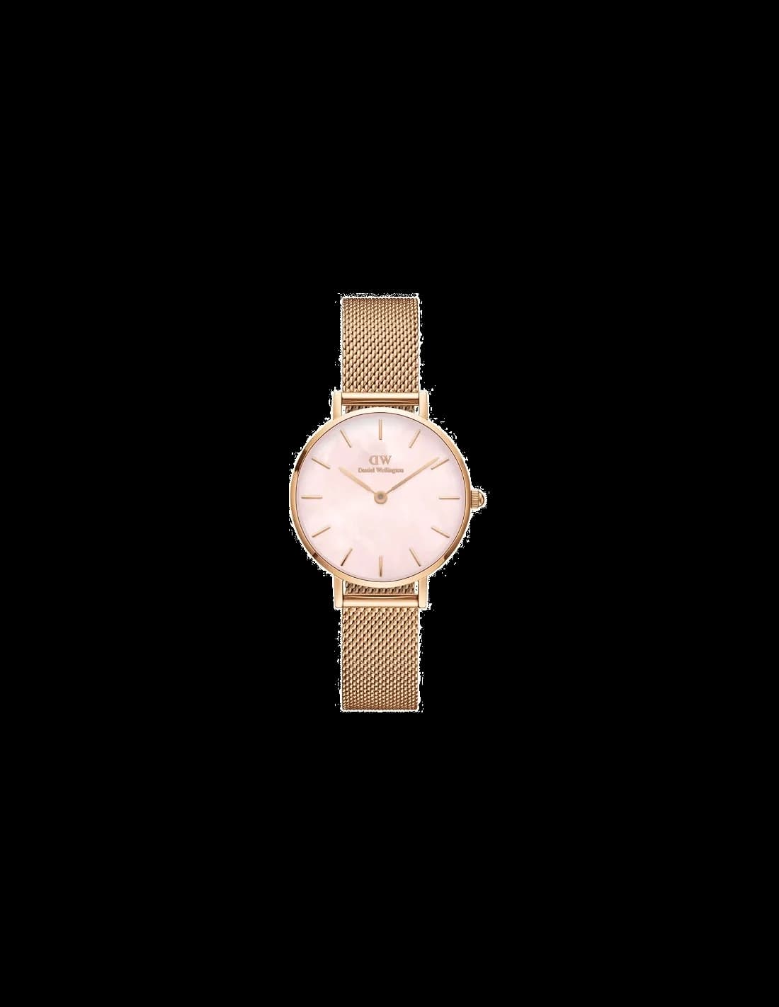 Montre Femme Daniel Wellington Petite Melrose Pearl DW00100513 - Cadran Nacré Rose 28mm, Bracelet Maille Milanaise Or Rose