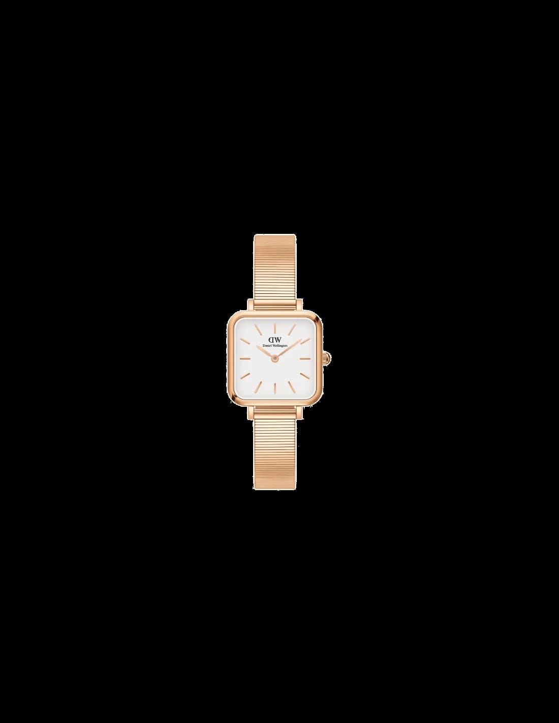 Montre Femme Daniel Wellington DW00100517 Quadro Studio, Cadran Carré Blanc, Boîtier et Bracelet Or Rose