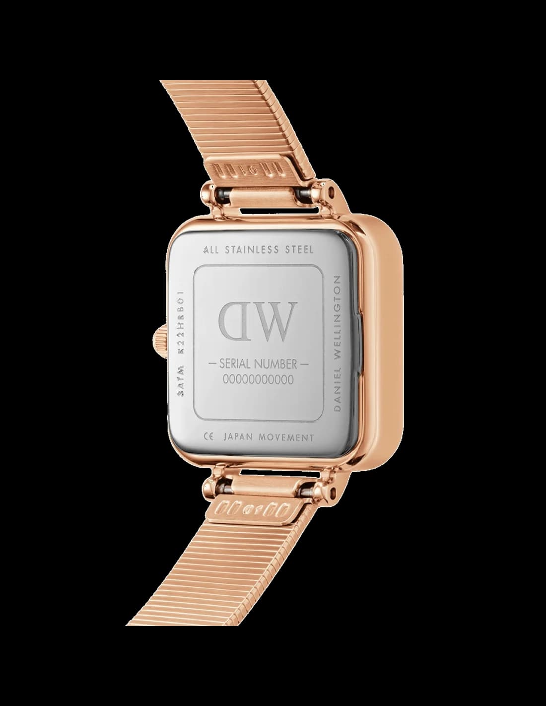 Montre Femme Daniel Wellington DW00100517 Quadro Studio, Cadran Carré Blanc, Boîtier et Bracelet Or Rose vue 3