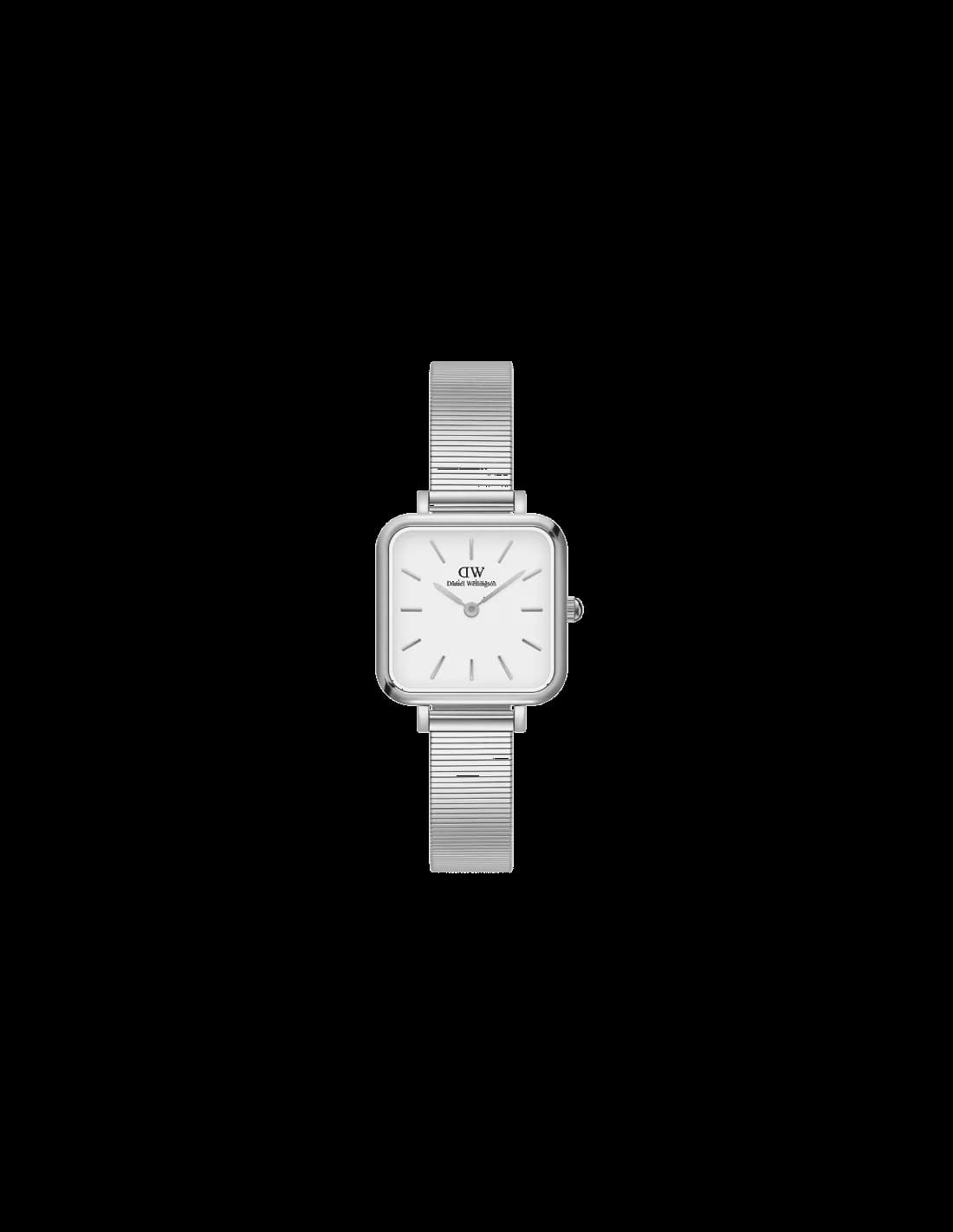 Montre Femme Daniel Wellington Quadro Studio DW00100521 - Cadran Carré Blanc, Boîtier et Bracelet Argent