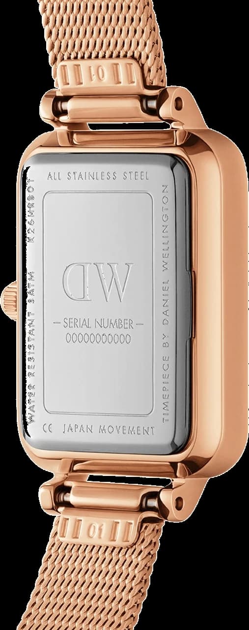 Attache bracelet Daniel Wellington DW00100527 maille milanaise or rose avec fermoir déployant ajustable en acier
