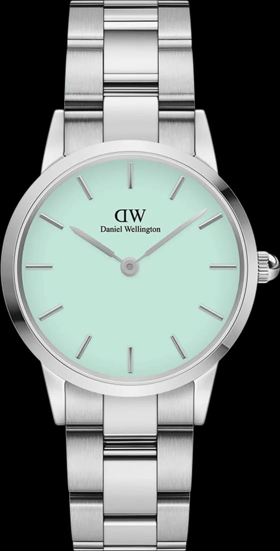 Montre Daniel Wellington DW00100537 Iconic Link pour femme, cadran vert pastel 28mm, bracelet acier poli