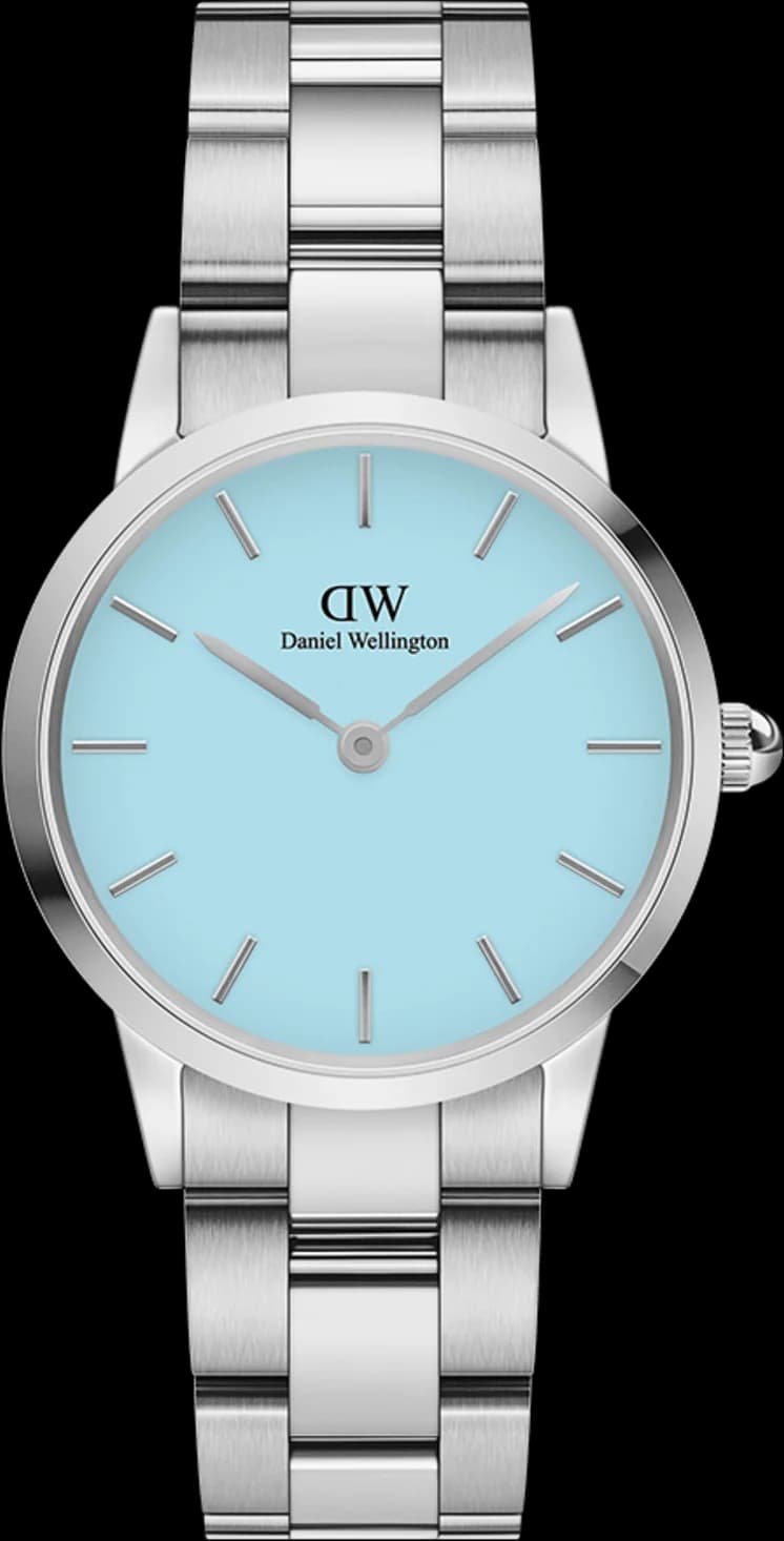Montre Daniel Wellington DW00100540 Iconic Link, cadran bleu pastel Capri 28mm, bracelet acier poli pour femme