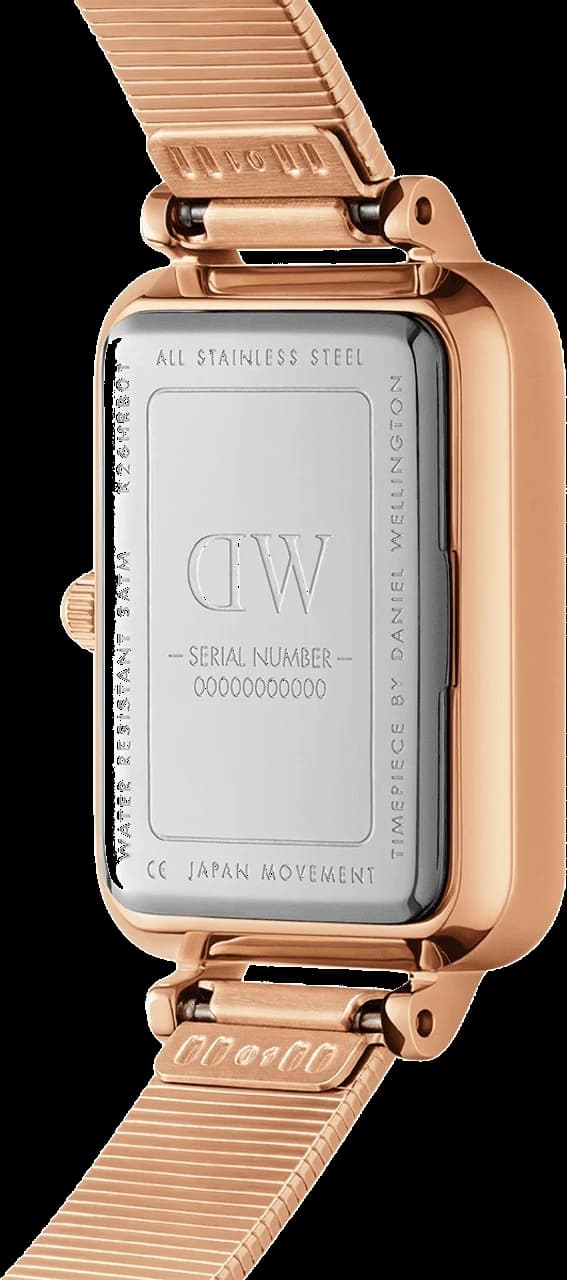 Attache bracelet Daniel Wellington DW00100579 en maille milanaise or rose avec fermoir à boucle déployante ajustable