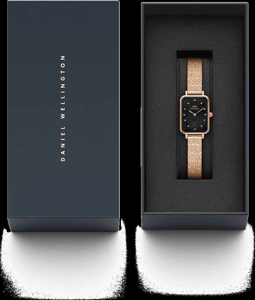Lunette boîtier Daniel Wellington DW00100579 en acier inoxydable or rose, profil fin et verre minéral bombé