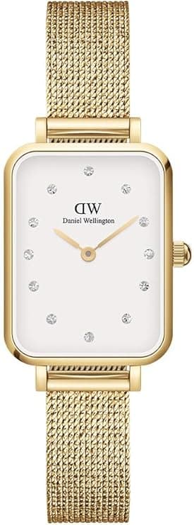Montre Femme Daniel Wellington Quadro DW00100599 - Boîtier rectangulaire or, cadran blanc, bracelet maille or