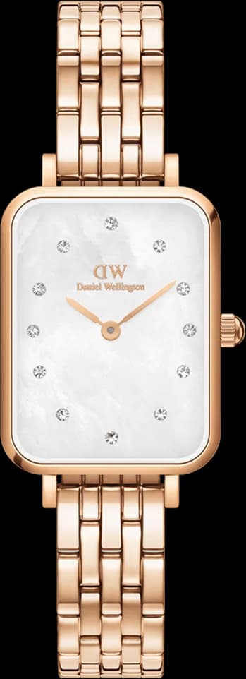 Montre Femme Daniel Wellington DW00100620 Quadro Lumine - Cadran Nacre, Cristaux et Boîtier Or Rose