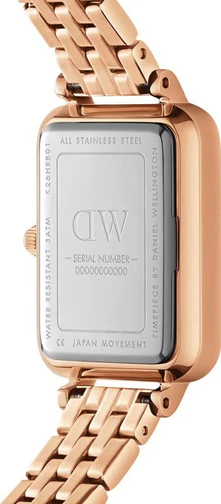 Attache bracelet Daniel Wellington DW00100620 en mesh acier inoxydable or rose, fermoir papillon déployant, mailles fines et souples