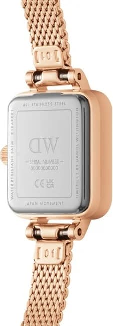 Attache bracelet Daniel Wellington DW00100647 en mesh métallique or rose, fermoir papillon ajustable, finition polie brillante