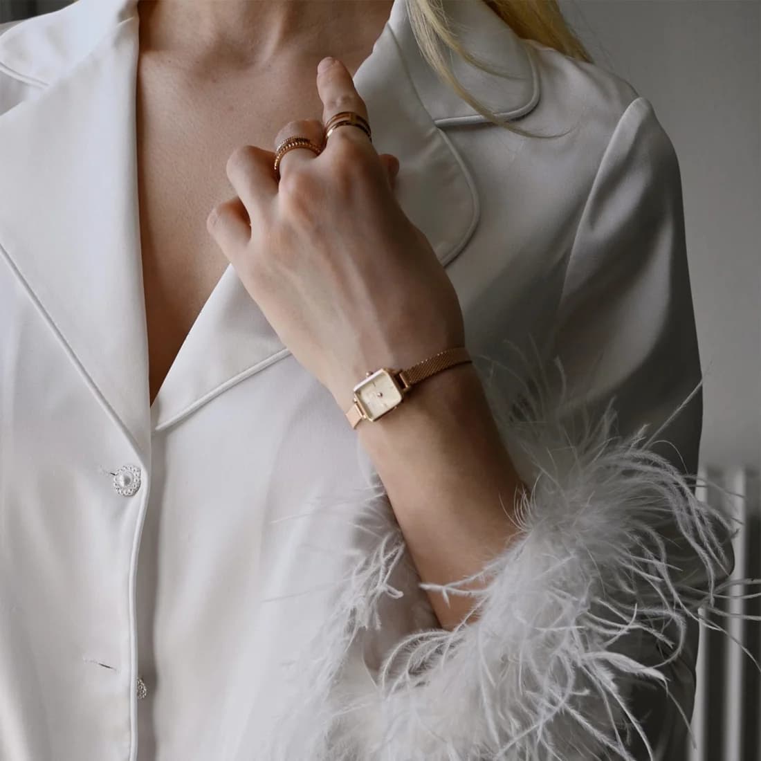 Montre Daniel Wellington DW00100651 femme détail bracelet acier