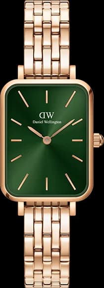 Montre Femme Daniel Wellington DW00100659 Cadran Vert Rectangulaire Bracelet Or Rose Acier