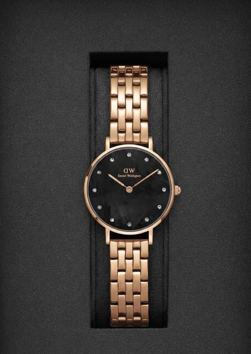 Attache bracelet Daniel Wellington DW00100660 en mesh acier inoxydable 5 maillons, fermoir déployant ajustable, finition argent brossé