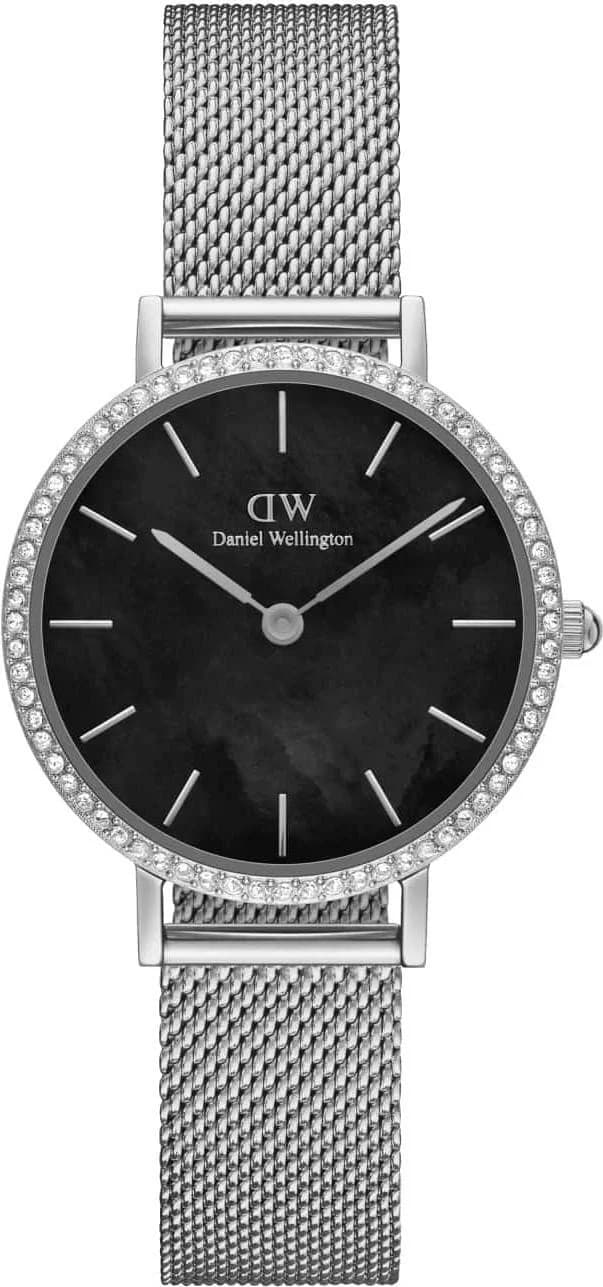 Montre Femme Daniel Wellington Petite Lumine Bezel Sterling DW00100661 - Cadran Noir Nacré, Boîtier Argent