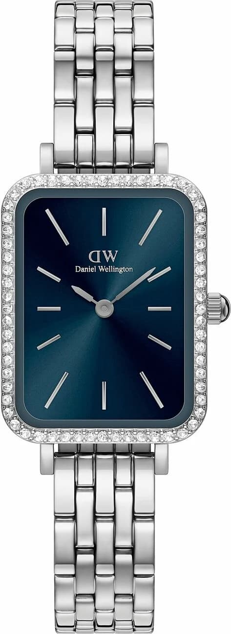 Montre Femme Daniel Wellington DW00100670 - Boîtier Rectangulaire Argenté, Cadran Bleu Arctique, Bracelet Acier