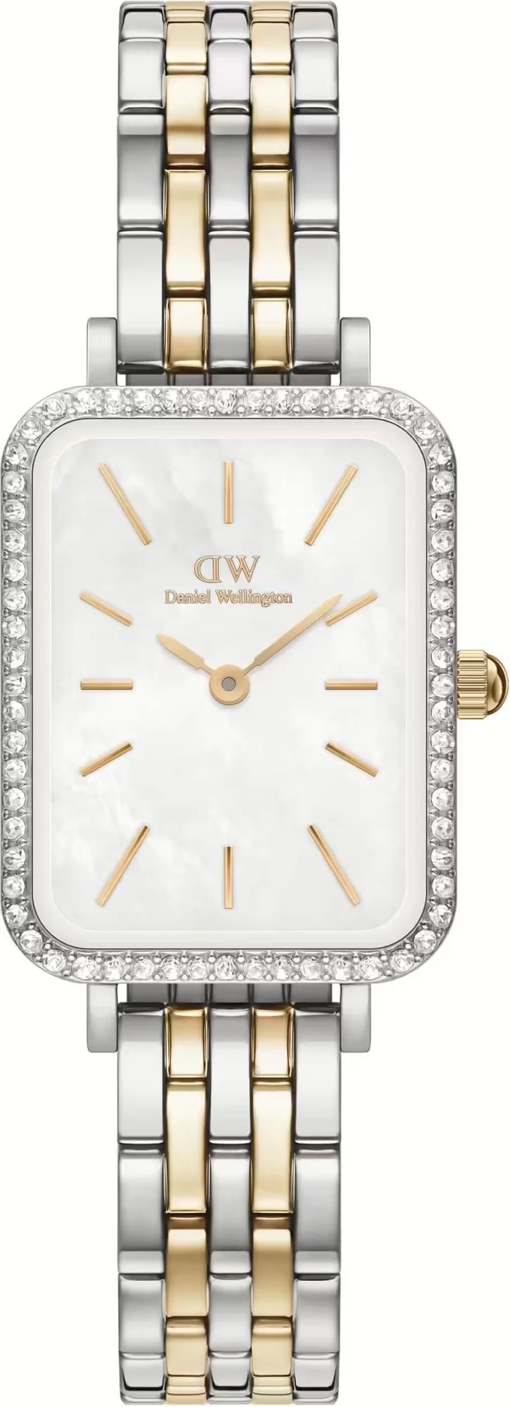 Montre Femme Daniel Wellington DW00100671 Quadro Lumine - Cadran Nacre Blanc & Bracelet Acier Bicolore