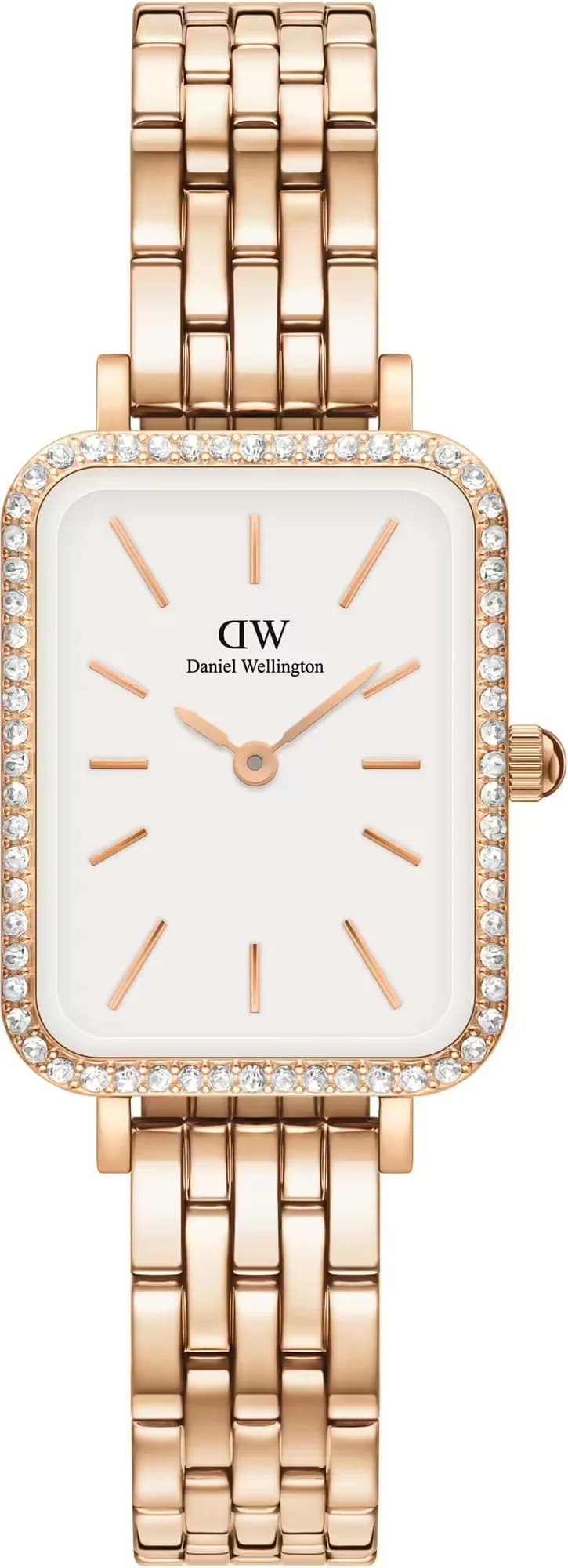Montre Femme Daniel Wellington DW00100672 Quadro Lumine Boîtier Or Rose Cadran Blanc