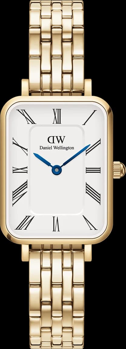 Montre Femme Daniel Wellington DW00100688 Quadro - Cadran Rectangulaire Blanc, Maille Milanaise Or Rose