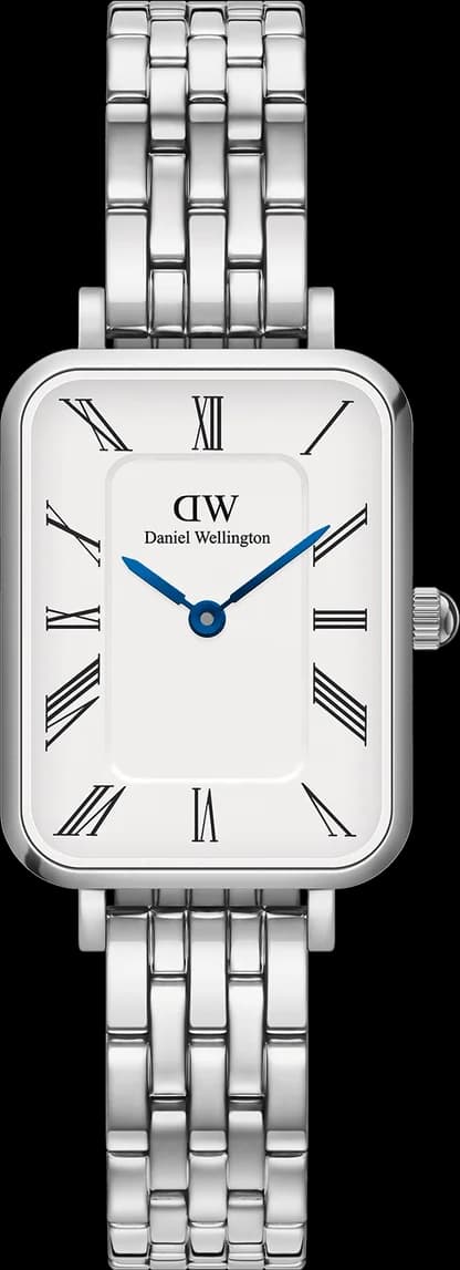 Montre Femme Daniel Wellington DW00100691 Quadro Rectangulaire Cadran Blanc Maille Milanaise Or Rose