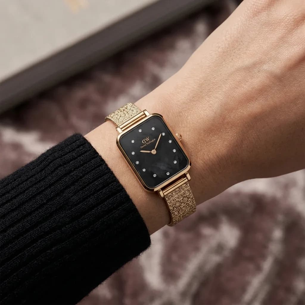 Montre Daniel Wellington DW00100583 femme détail bracelet acier