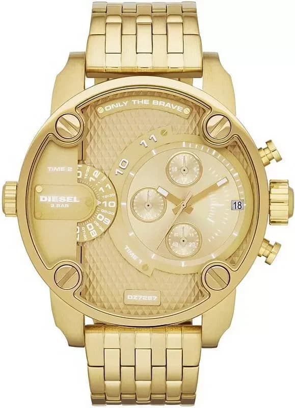 Montre Homme Diesel Little Daddy DZ7287 - Cadran Multifonction Doré 51mm, Bracelet Acier Or