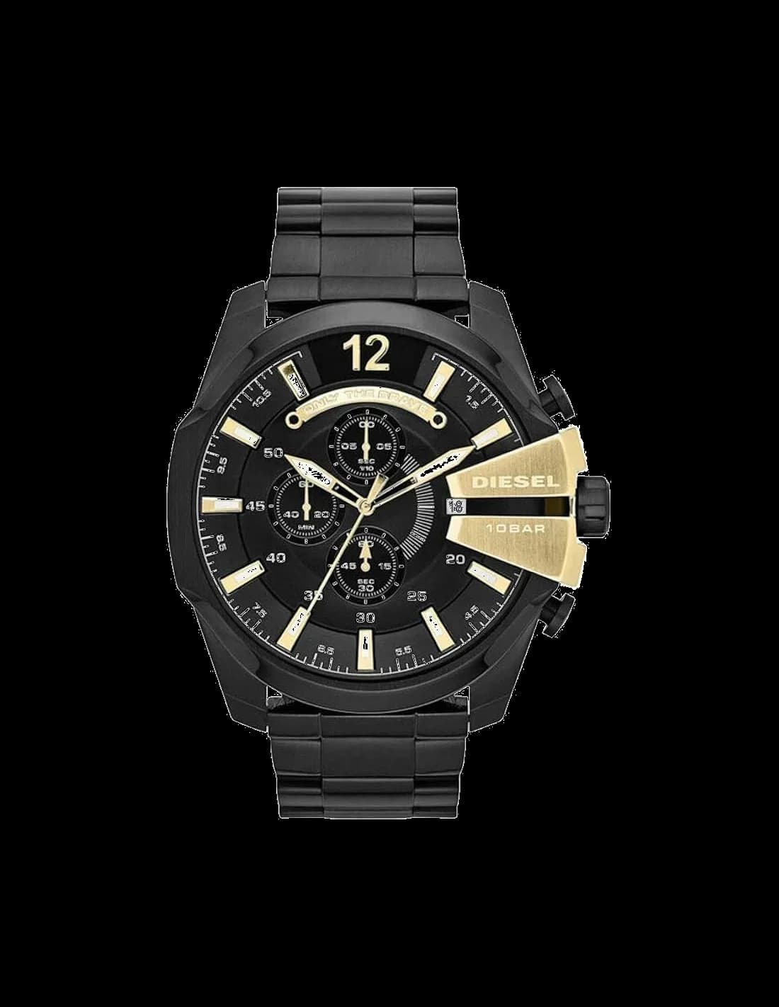 Montre Diesel Mega Chief DZ4338 pour Homme, Boîtier et Bracelet Acier Noir