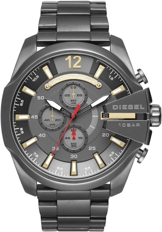 Montre Homme Diesel Mega Chief DZ4421 en Acier Gris Anthracite