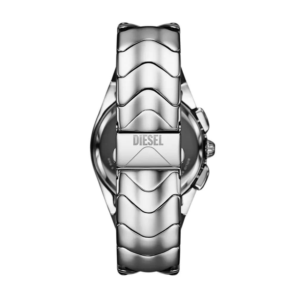 Attache bracelet Diesel DZ4683 en acier inoxydable argenté avec fermoir déployant et maillons larges ajustables