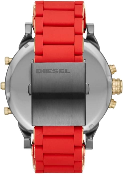 Visage cadran Diesel DZ7430 avec index bâtons argentés, aiguilles squelette, compteur 24h à 3h, logo Diesel gravé