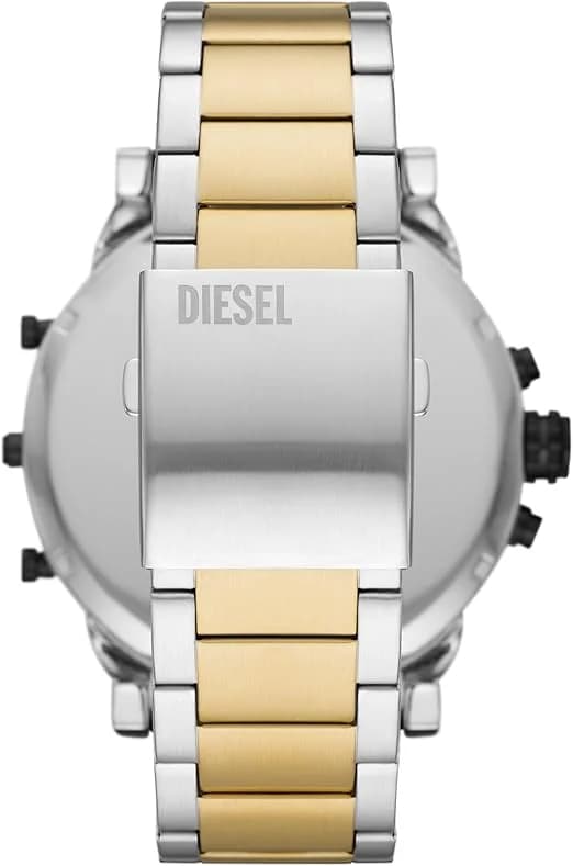 Attache bracelet Diesel DZ7459 en acier inoxydable noir, maillons larges et fermoir déployant double sécurité