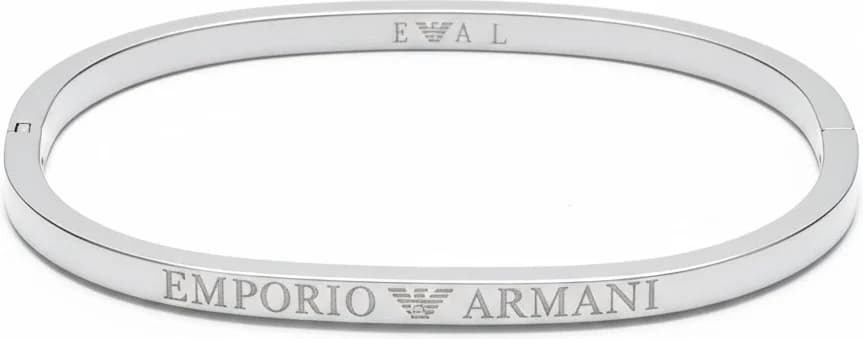 Bracelet jonc rigide Emporio Armani en acier inoxydable argenté - Taille L - Réf. 112246
