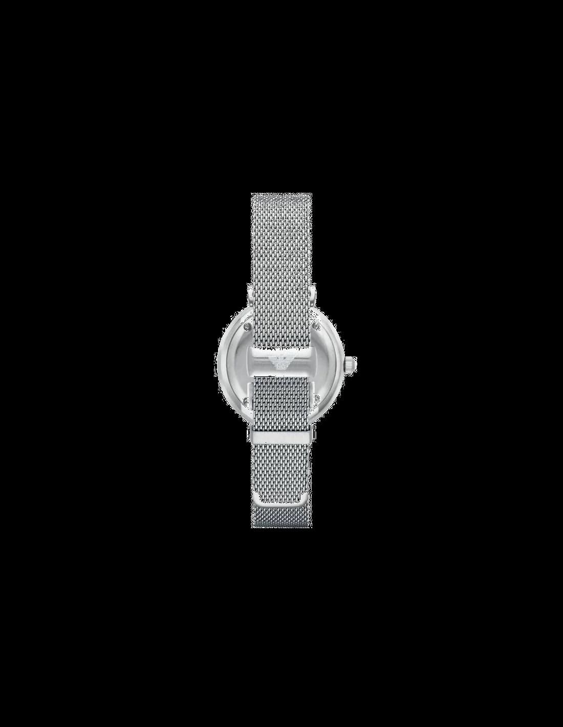 Visage cadran Emporio Armani AR1955 dévoile index appliqués bâtons polis et aiguilles dauphine pour lisibilité classique sans date