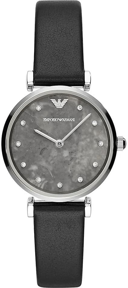Garde-temps Emporio Armani AR11171 au cadran noir soleil avec index en cristaux Swarovski, style élégant