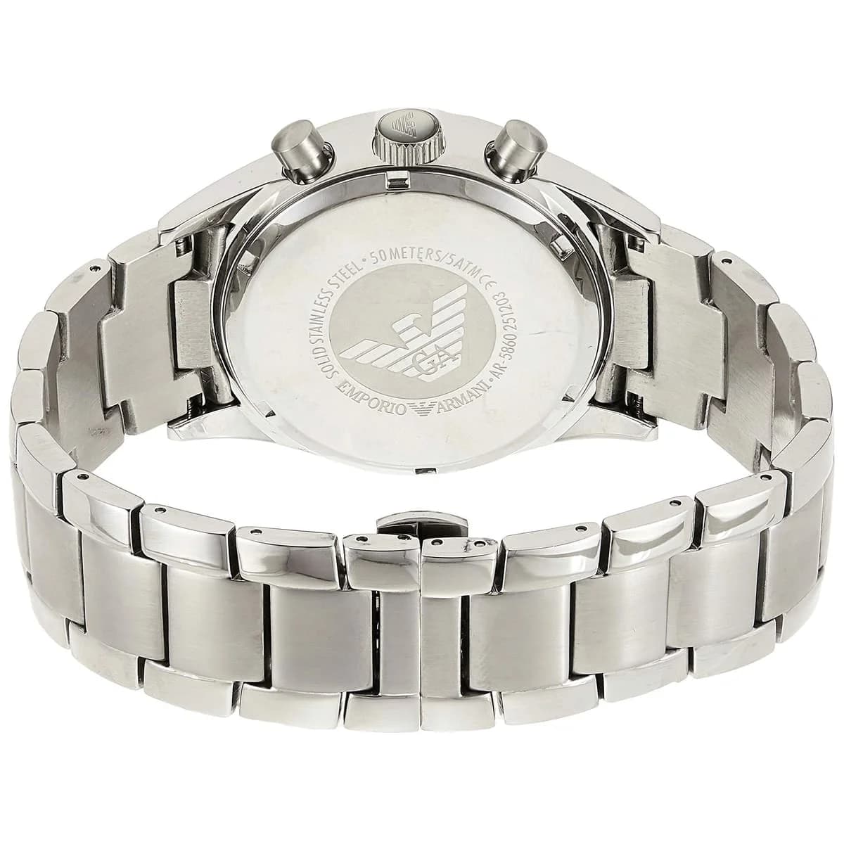 Visage cadran Emporio Armani AR5860 avec index appliqués et guichet date à 3h