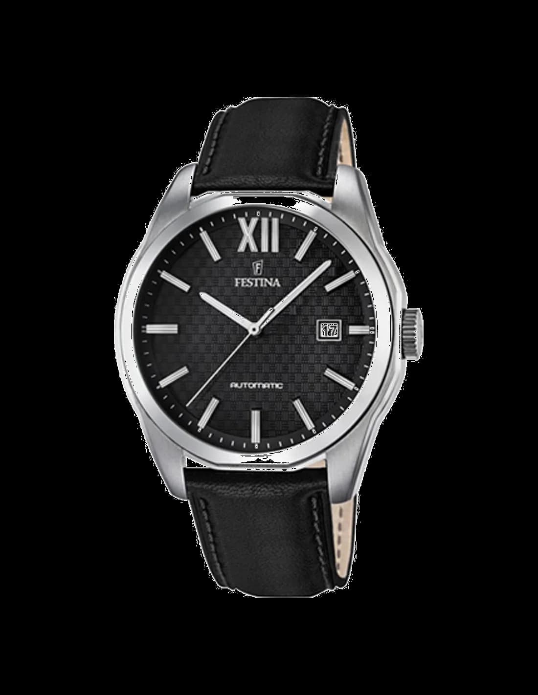 Garde-temps Festina F16885/4 avec cadran noir contrasté et index bâtons blancs pour lisibilité optimale