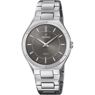 Montre Homme Festina F20244/3 Classique - Boîtier Acier, Cadran Noir, Bracelet Acier