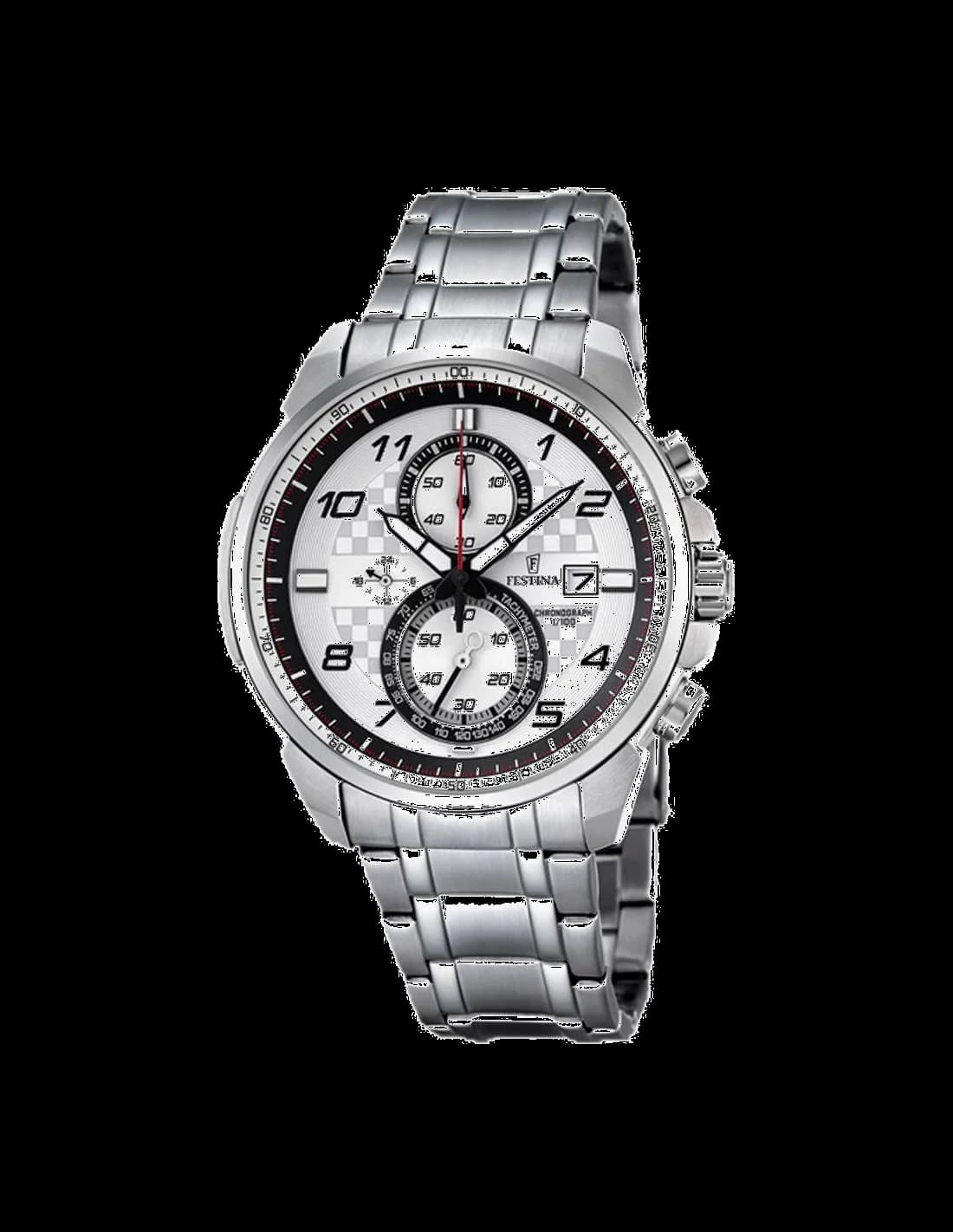Garde-temps Festina F6842/2 arborant un cadran argenté avec index bâtons et aiguilles luminescentes, style sport chic