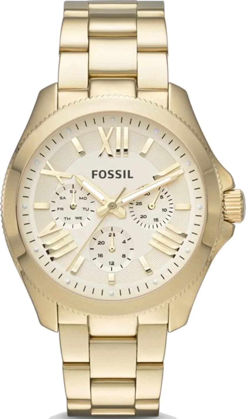 Montre Fossil AM4510 femme cadran or bracelet acier