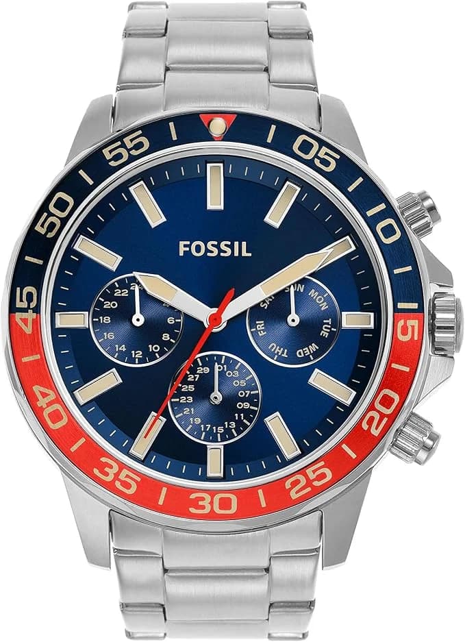 Montre Fossil BQ2771 homme cadran bleu bracelet acier