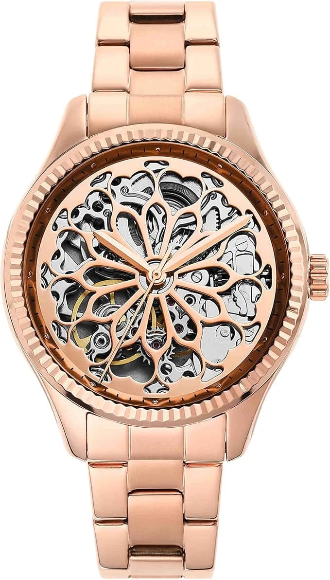 Montre Fossil BQ3754 femme cadran or rose bracelet acier