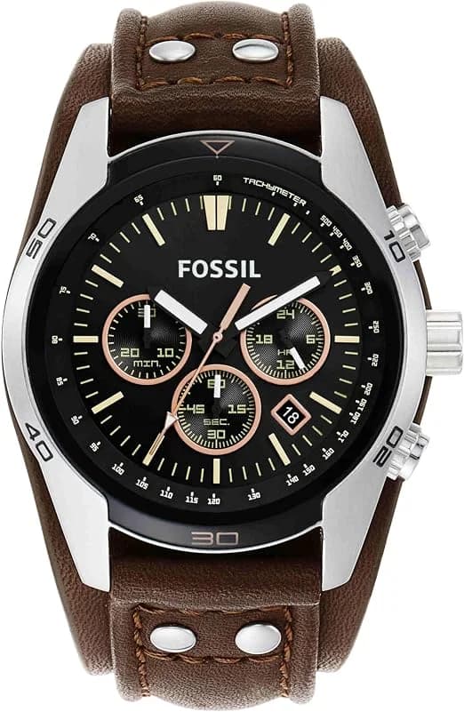 Montre Fossil CH2891 homme cadran noir bracelet cuir