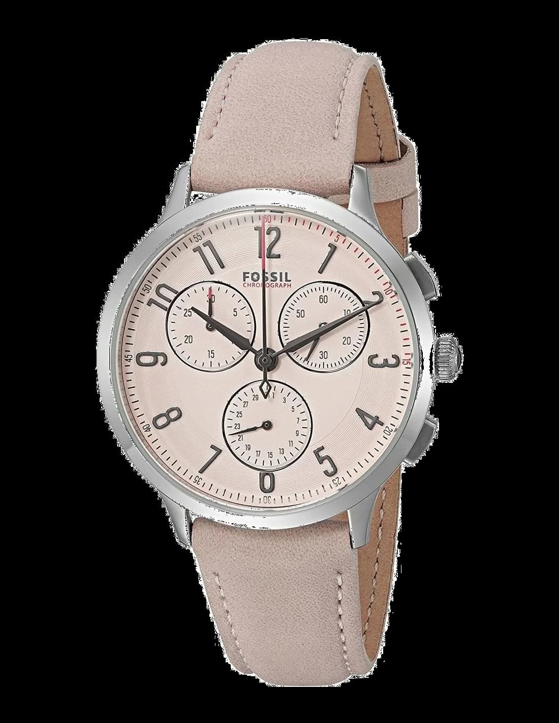 Montre Femme Fossil Abilene CH3088 Chronographe Cadran Fuchsia Bracelet Cuir Rose vue 2