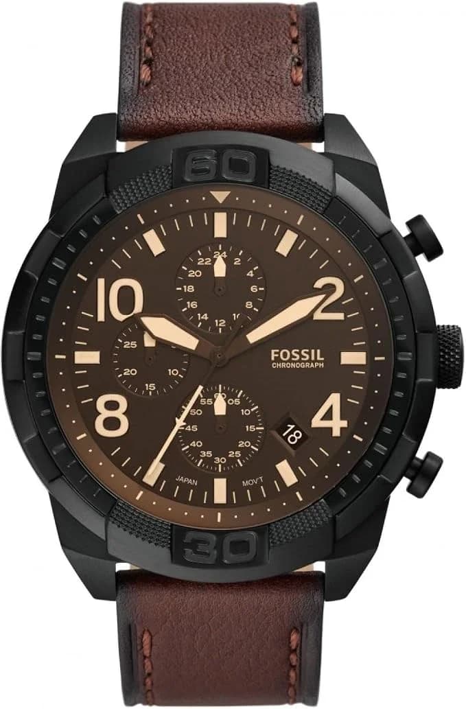Montre Fossil FS5875 homme cadran noir bracelet cuir