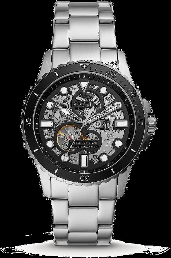 Montre Homme Fossil ME3190 Automatique Squelette en Acier Inoxydable Argent