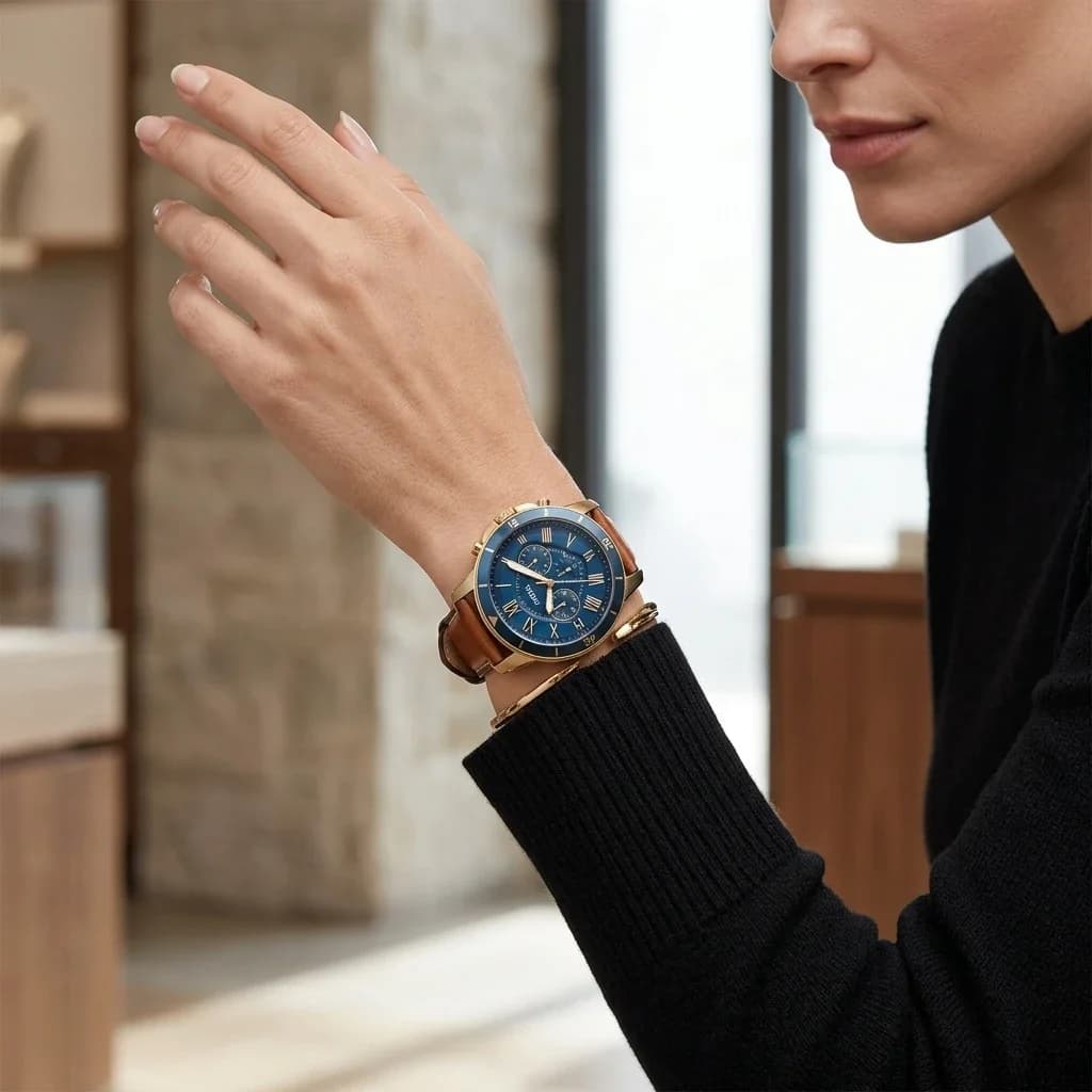 Montre Fossil FS5268 femme détail cadran bleu