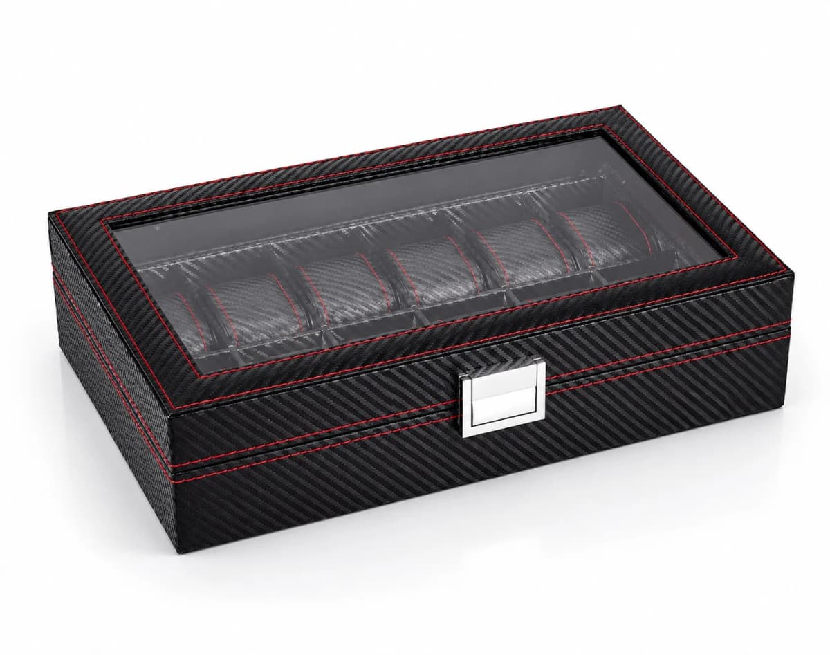 Boîte de rangement 10 montres Monza effet carbone composite noir vue 3