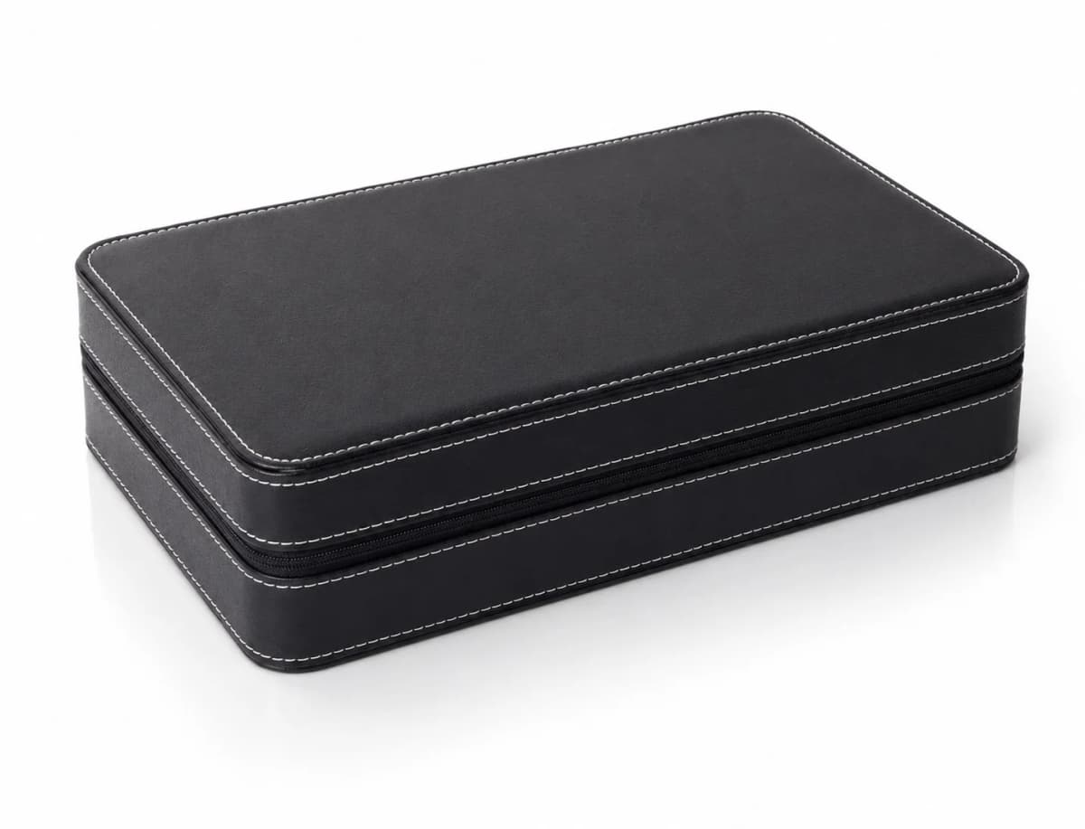 Housse Souple Voyager 12 Compartiments Simili-Cuir Noir pour Montres vue 2