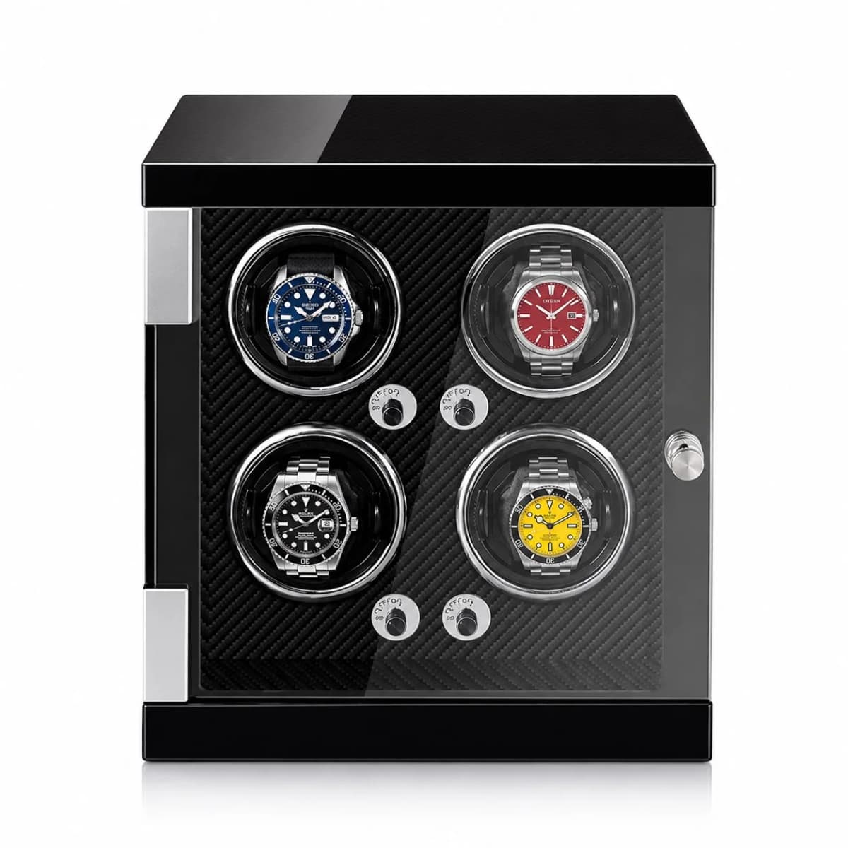 Remontoir à Montre Automatique Imola 4 Montres Noir Laqué Fibre de Carbone