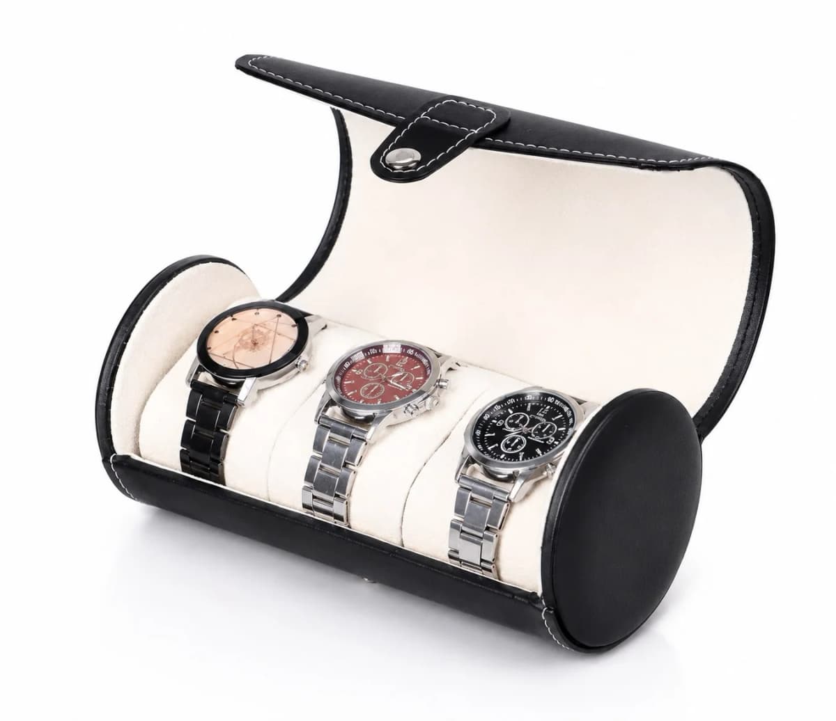 Étui rouleau cylindrique Voyager Noir pour 3 montres | Watch roll voyage