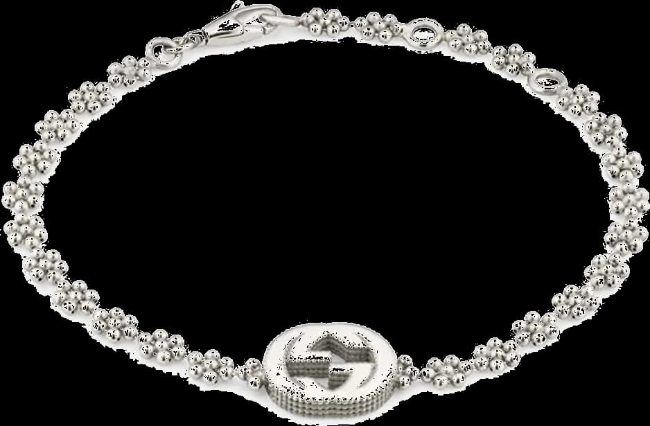 Bracelet Gucci en argent sterling pour femme, motif floral et double G, référence YBA481687001